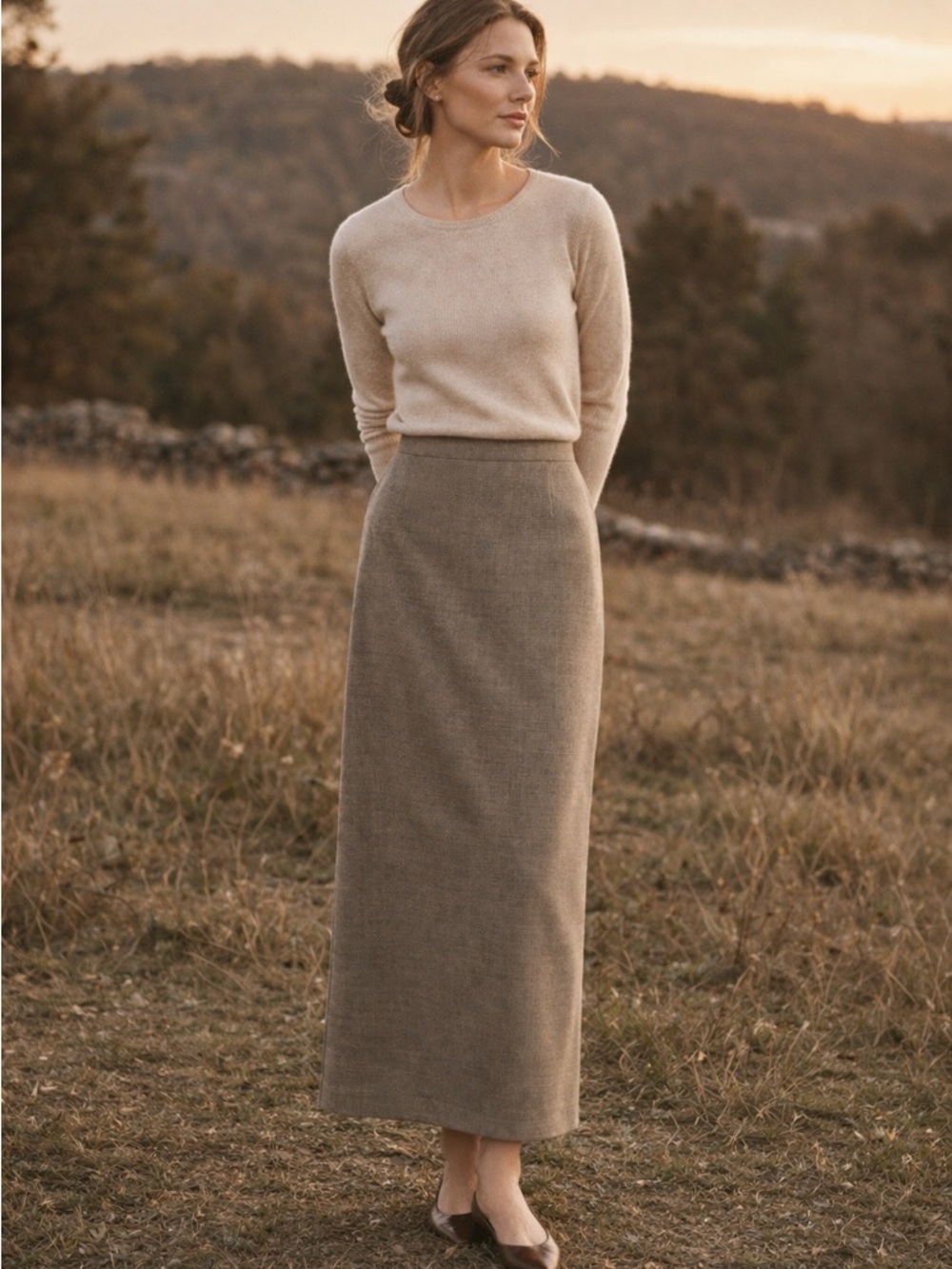 Vintage 90s J. Crew Long Wool Skirt RARE Tailored Lined Quiet Luxury Old Money - Picture 1 of 13